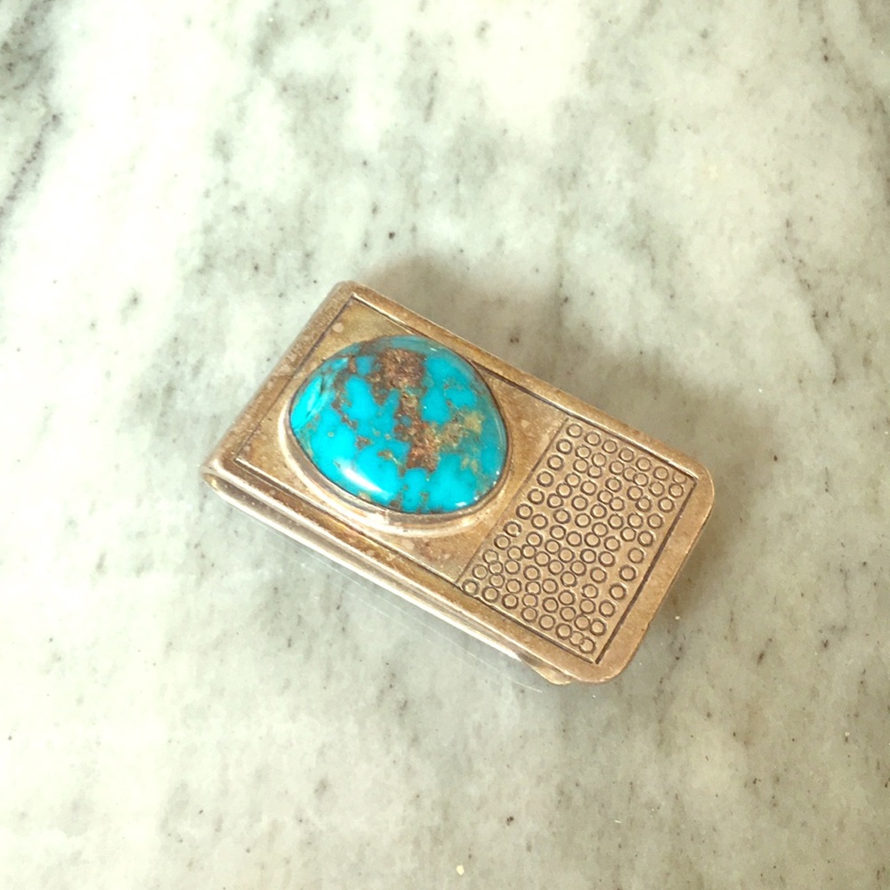 Silver/turquoise money clip